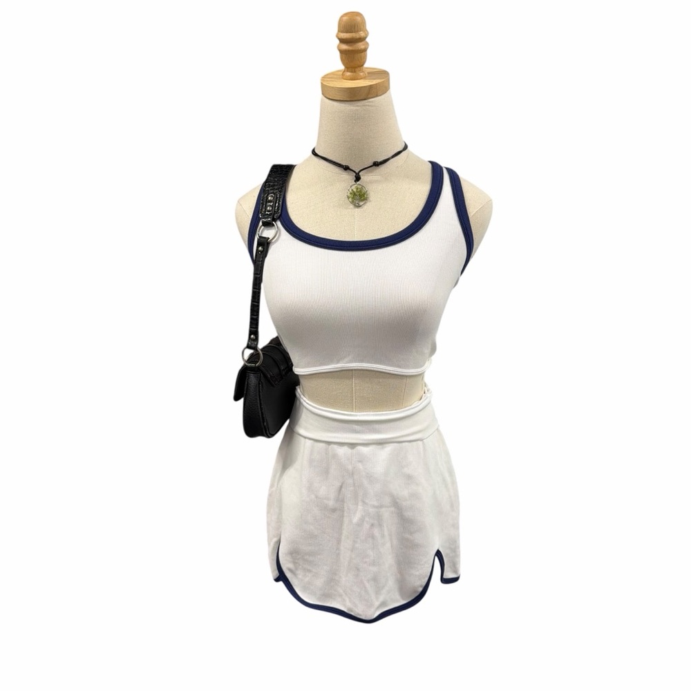 ANWND White Navy Trim Tennis Skirt Set S/M NWT